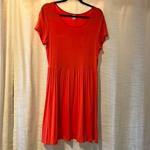 Old Navy-Bright Coral-Short Sleeve-Dress-Size Large